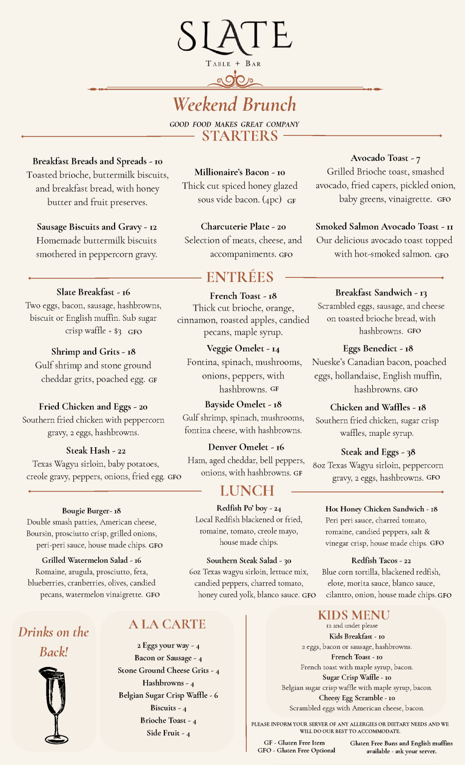 Brunch Menu Page 1